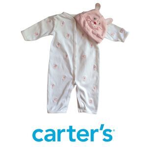 Carter's White & Pink Bunny Easter Footie Set